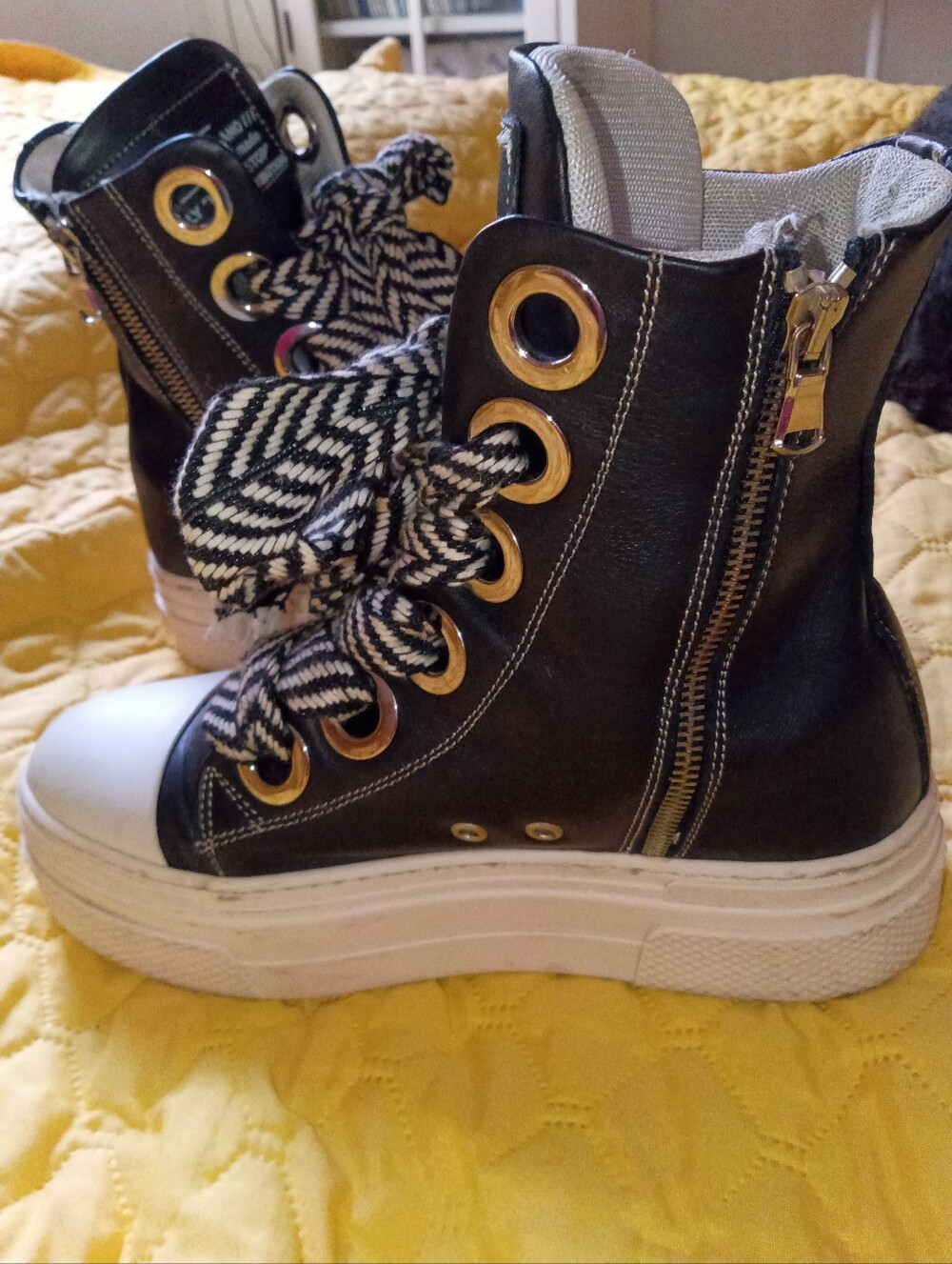 Christian Zerotre Black High-Top Platform Sneakers with Silver Eyelets